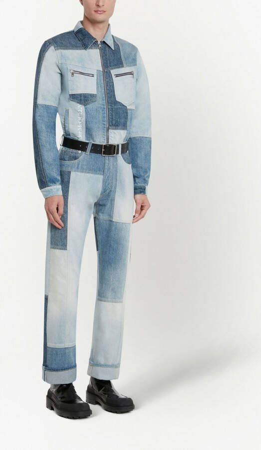 Alexander McQueen Jeans met patchwork Blauw