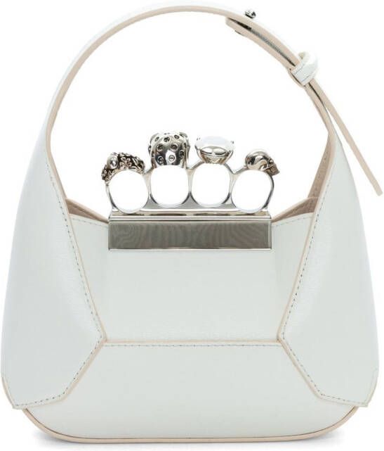 Alexander McQueen The Jewelled Hobo leren mini tas Wit