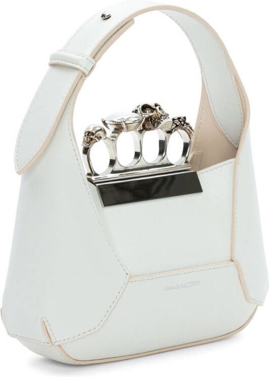 Alexander McQueen The Jewelled Hobo leren mini tas Wit