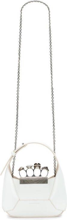 Alexander McQueen The Jewelled Hobo leren mini tas Wit