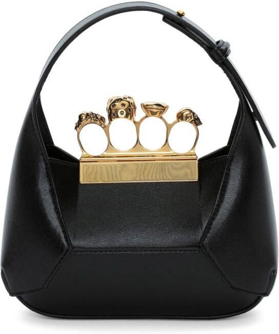 Alexander McQueen The Jewelled Hobo leren mini tas Zwart