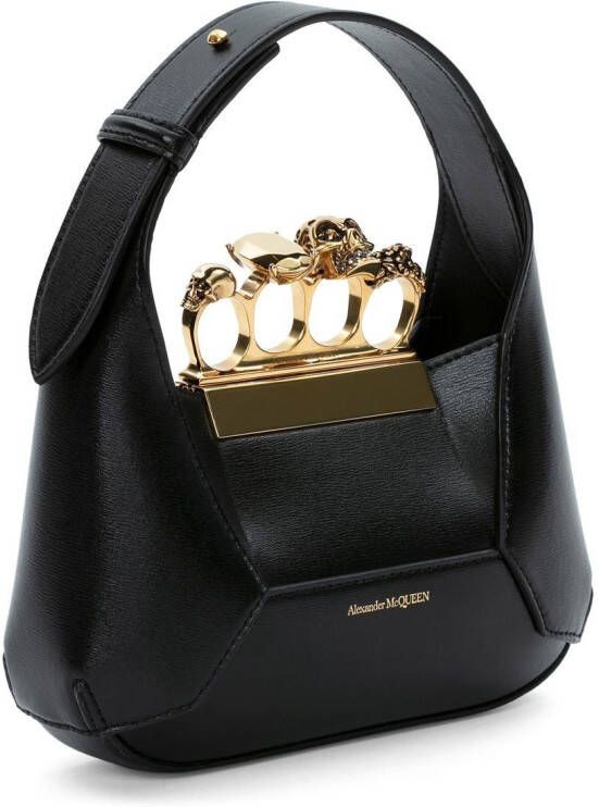 Alexander McQueen The Jewelled Hobo leren mini tas Zwart