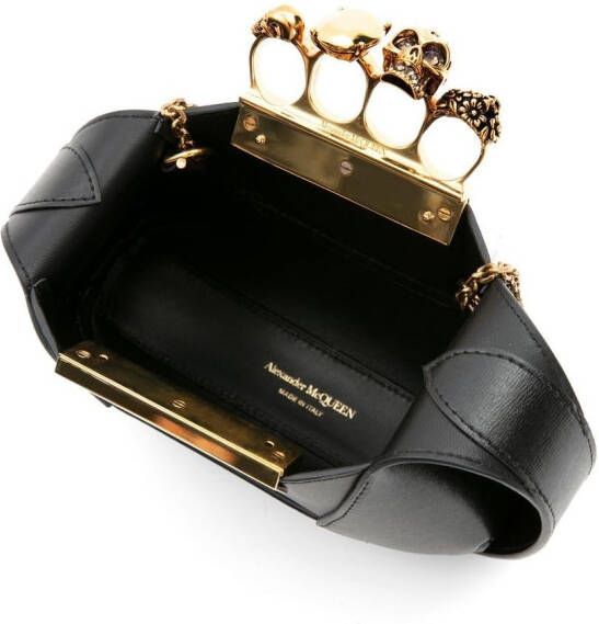 Alexander McQueen The Jewelled Hobo leren mini tas Zwart