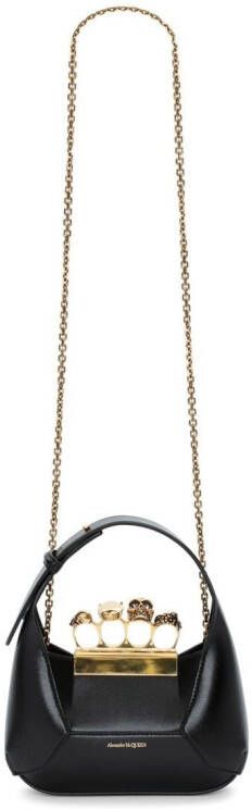 Alexander McQueen The Jewelled Hobo leren mini tas Zwart