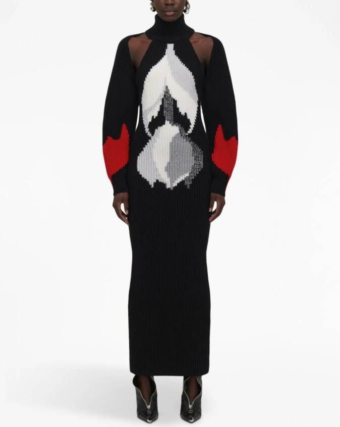 Alexander McQueen Midi-jurk met print Zwart