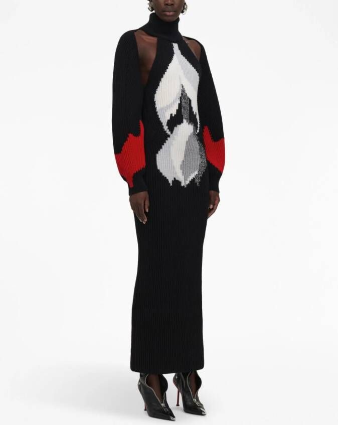Alexander McQueen Midi-jurk met print Zwart