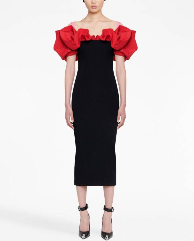 Alexander McQueen Kokerjurk met ruches Zwart
