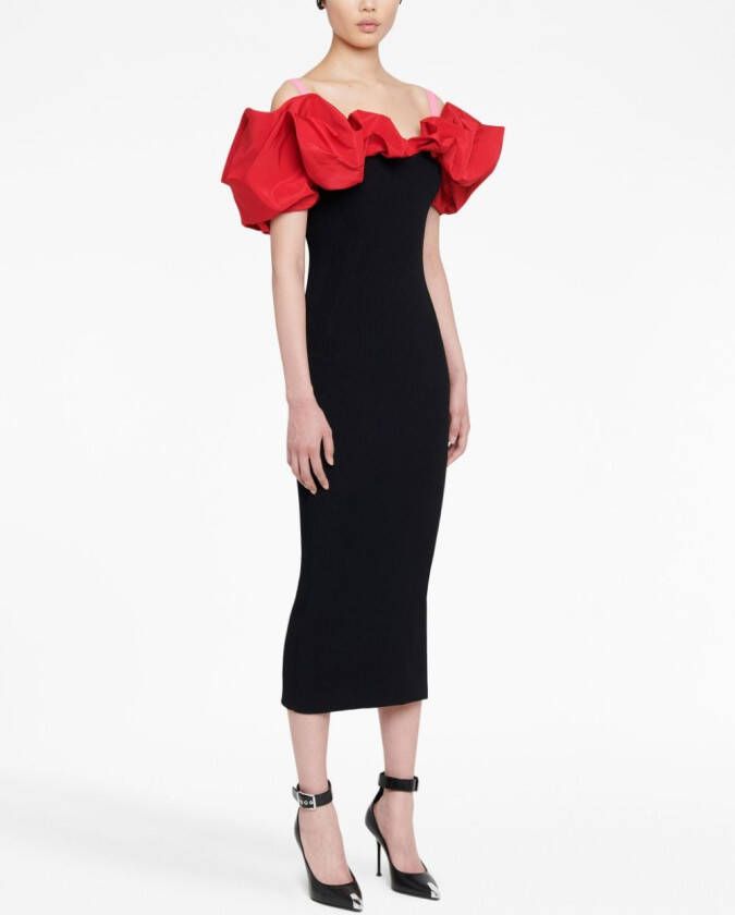 Alexander McQueen Kokerjurk met ruches Zwart