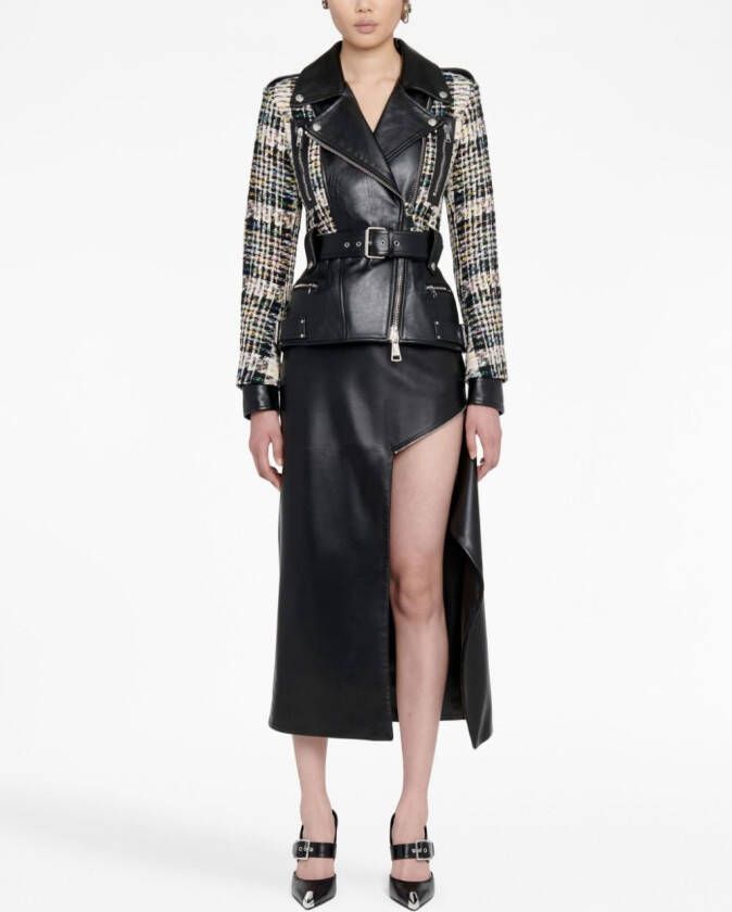 Alexander McQueen Leren bikerjack Zwart