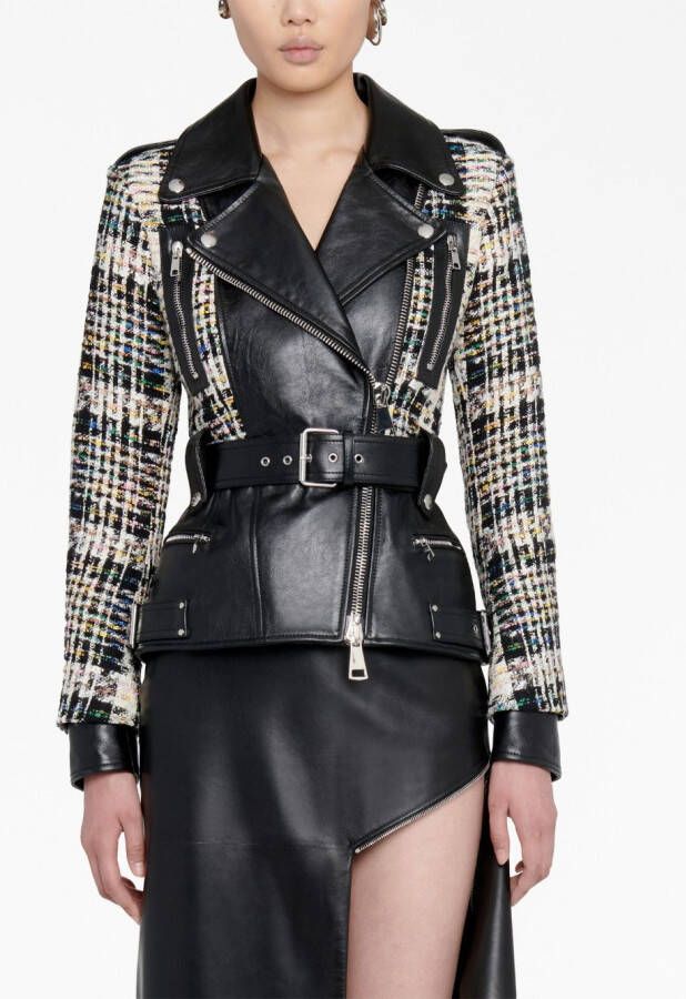 Alexander McQueen Leren bikerjack Zwart
