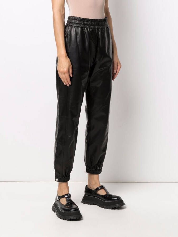 Alexander McQueen Leren broek Zwart