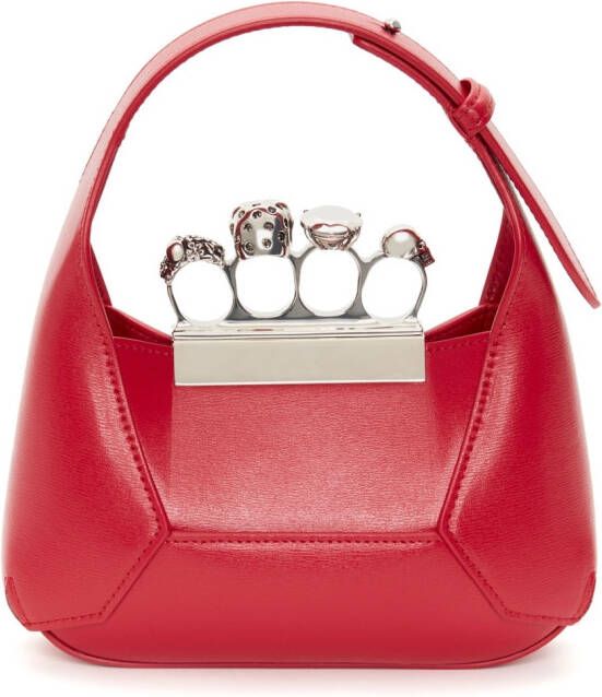 Alexander McQueen The Jewelled Hobo leren mini tas Rood