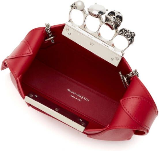 Alexander McQueen The Jewelled Hobo leren mini tas Rood