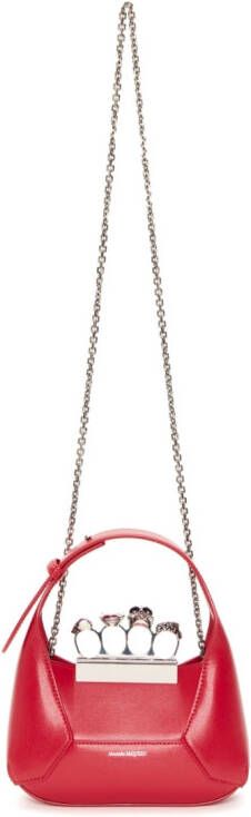 Alexander McQueen The Jewelled Hobo leren mini tas Rood