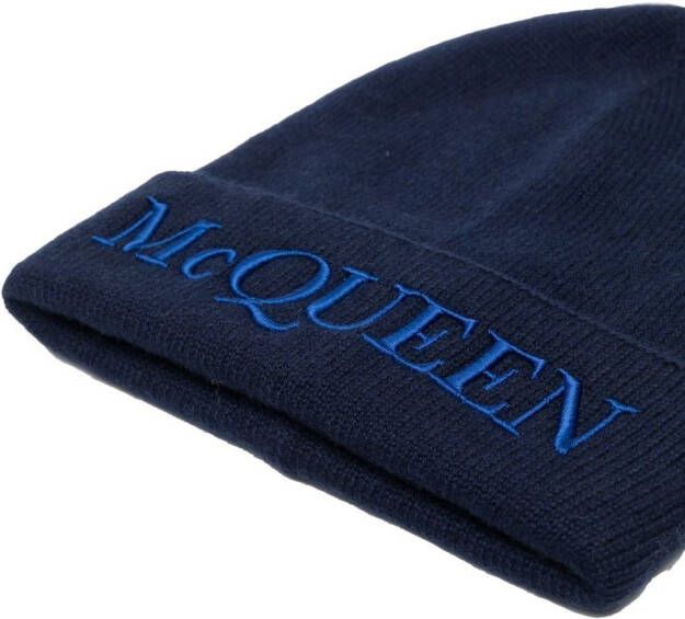 Alexander McQueen Muts met geborduurd logo Blauw
