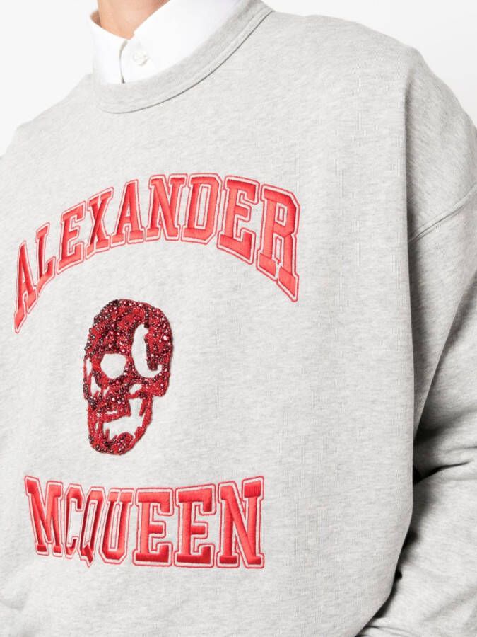 Alexander McQueen Hoodie met geborduurd logo Grijs
