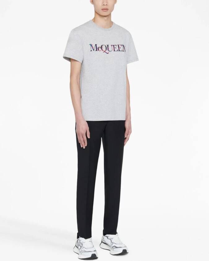 Alexander McQueen Katoenen T-shirt met geborduurd logo Grijs