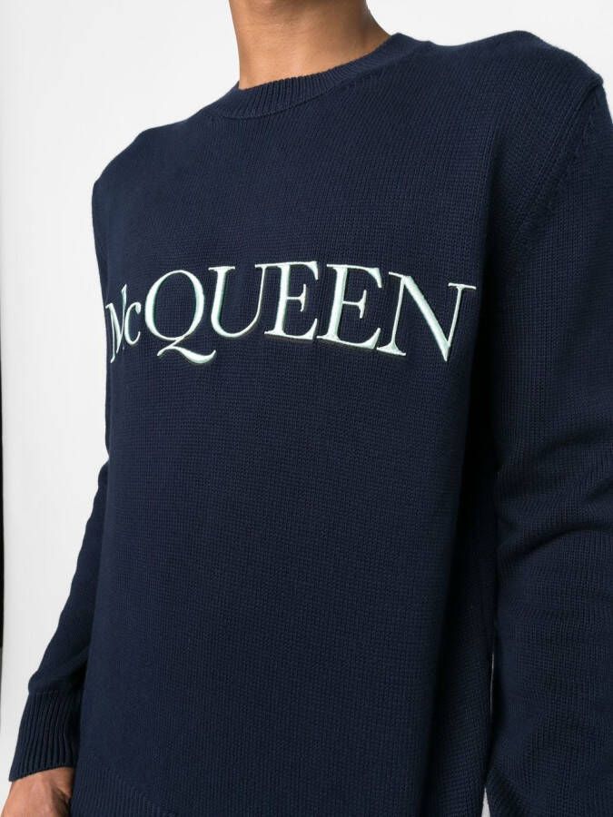 Alexander McQueen Trui met geborduurd logo Blauw