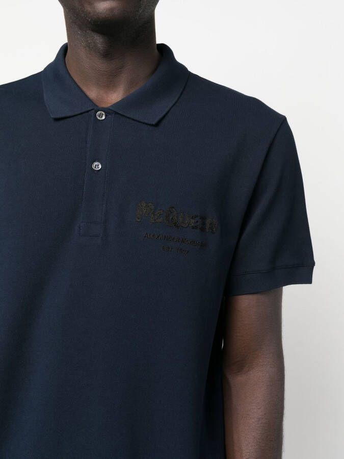 Alexander McQueen Poloshirt met geborduurd logo Blauw