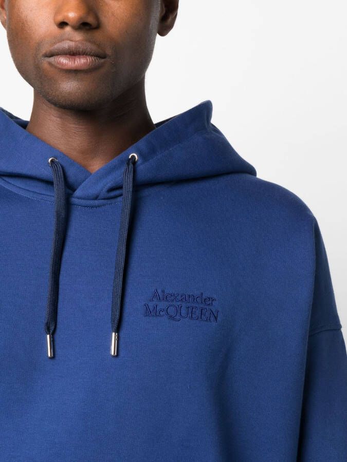 Alexander McQueen Hoodie met geborduurd logo Blauw