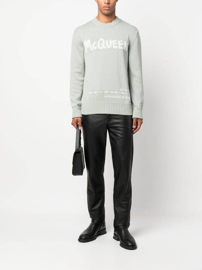 Alexander McQueen Trui met logo-intarsia Groen