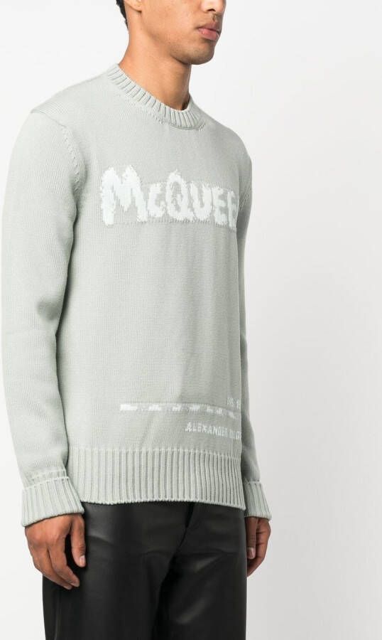 Alexander McQueen Trui met logo-intarsia Groen