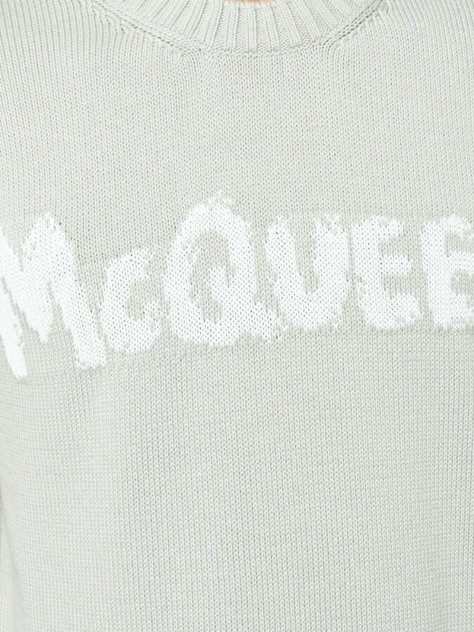 Alexander McQueen Trui met logo-intarsia Groen