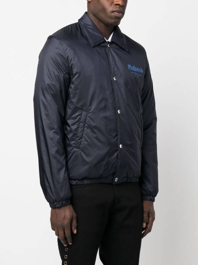 Alexander McQueen Bomberjack met logoprint Blauw