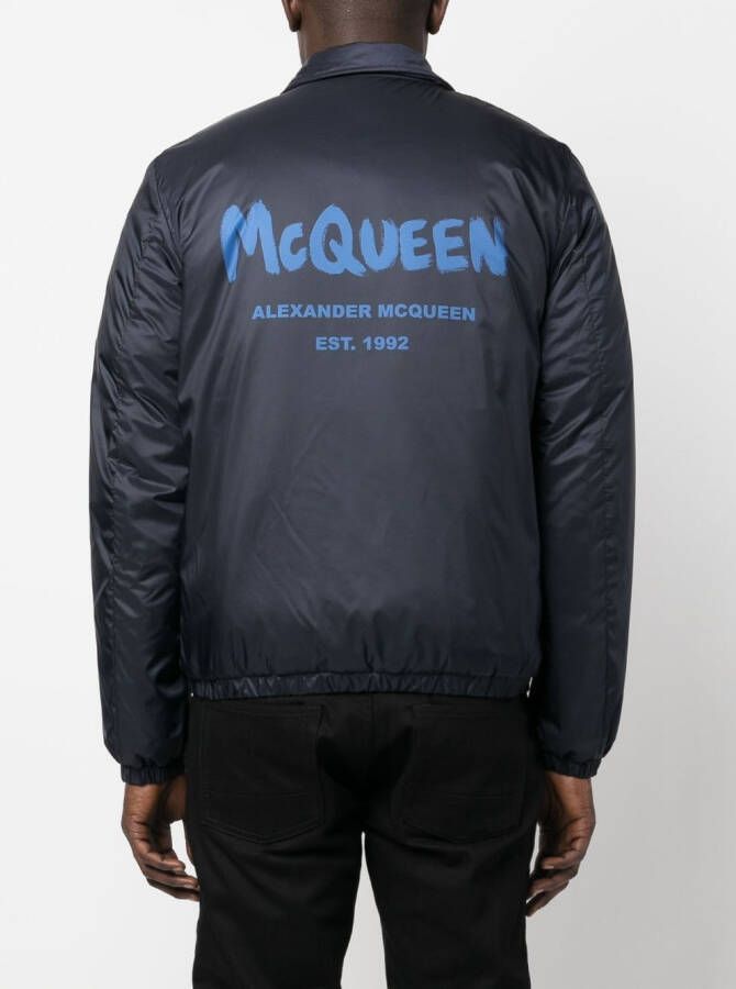 Alexander McQueen Bomberjack met logoprint Blauw