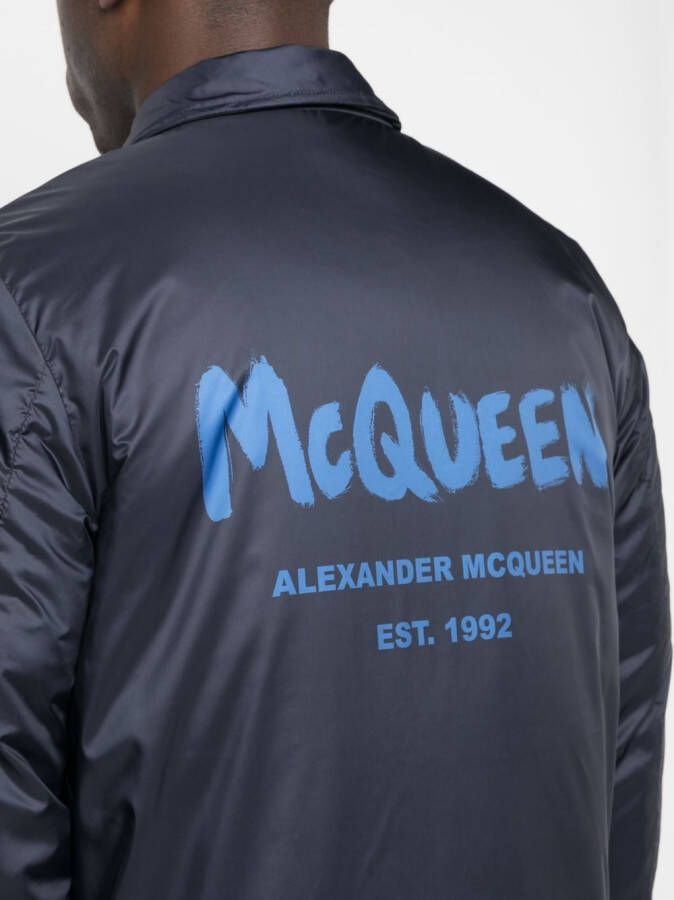 Alexander McQueen Bomberjack met logoprint Blauw