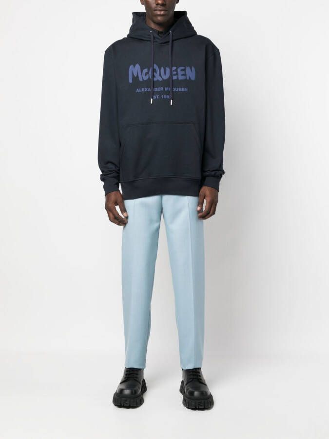 Alexander McQueen Hoodie met logoprint Blauw