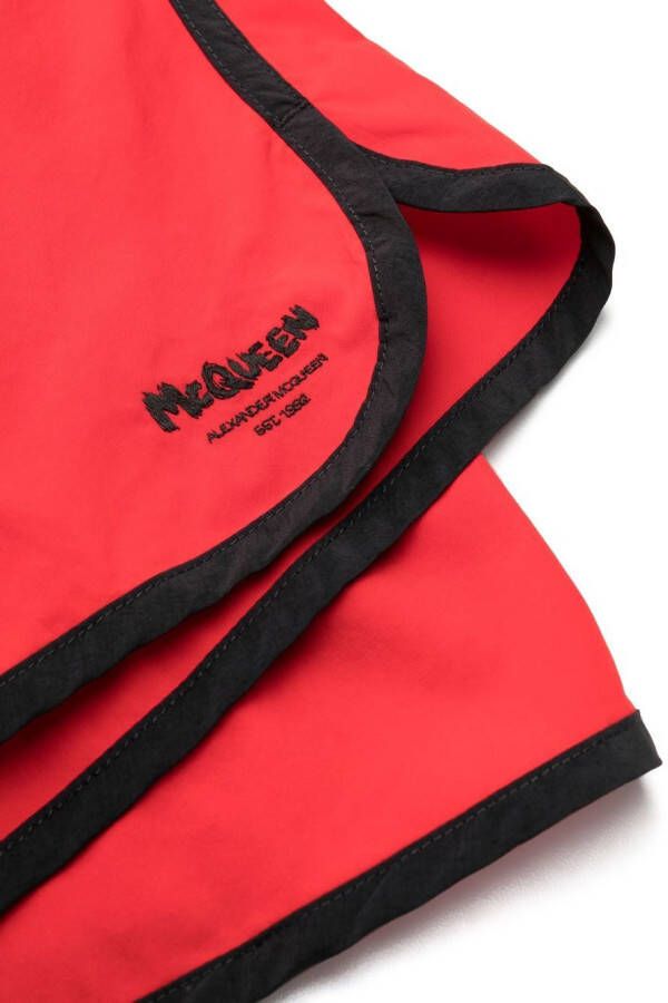 Alexander McQueen Zwembroek met logoprint Rood