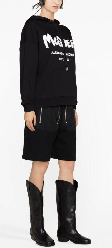 Alexander McQueen Hoodie met logoprint Zwart