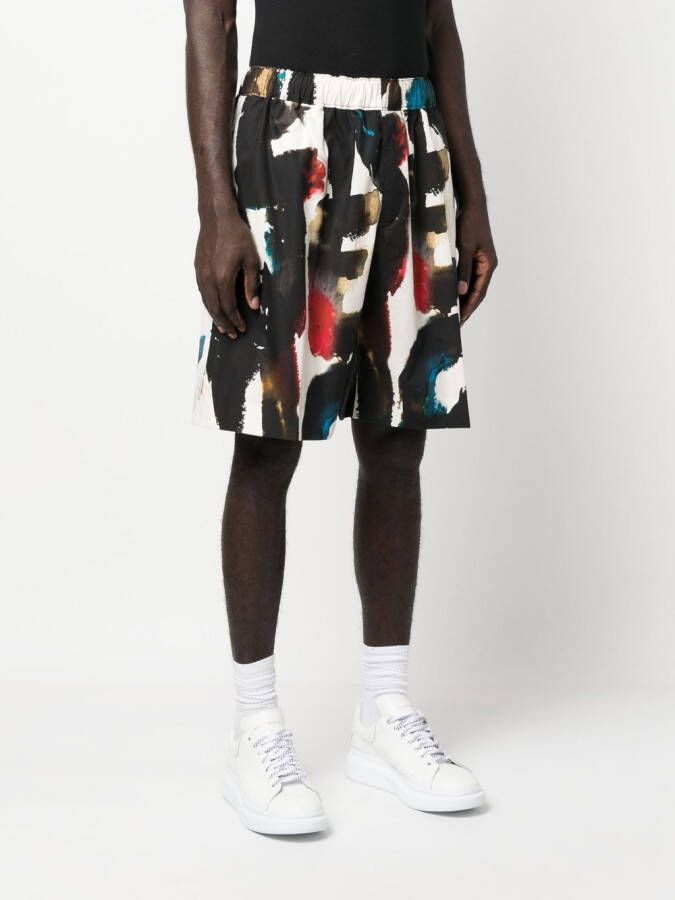 Alexander McQueen Shorts met logoprint Zwart