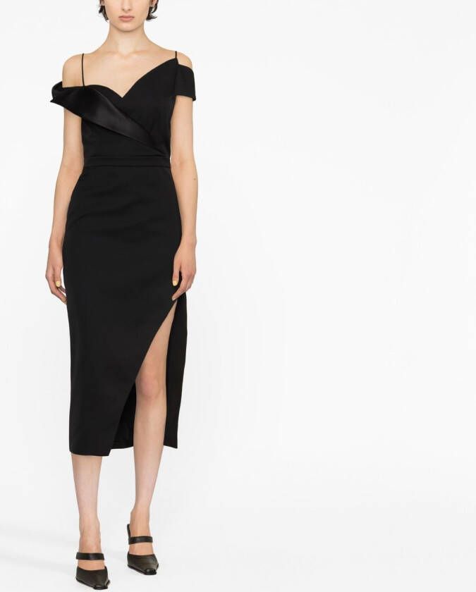 Alexander McQueen Midi-jurk met zijsplit Zwart