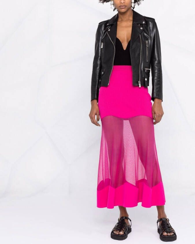 Alexander McQueen Midi-rok met doorzichtig vlak Roze
