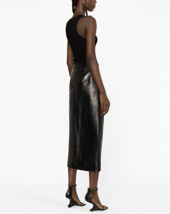 Alexander McQueen Midi-rok met zijsplit Zwart