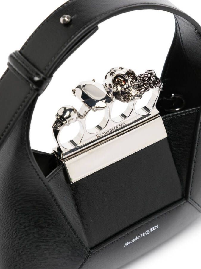 Alexander McQueen The Jewelled Hobo leren mini tas Zwart