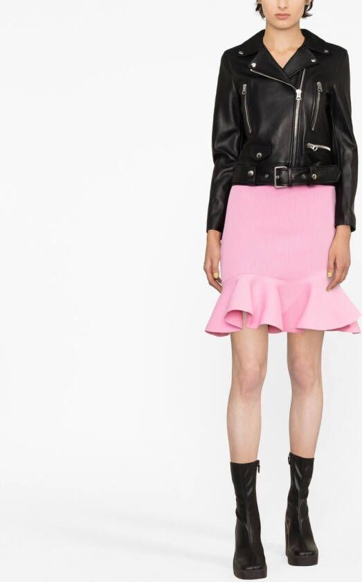 Alexander McQueen Mini-rok met peplum afwerking Roze