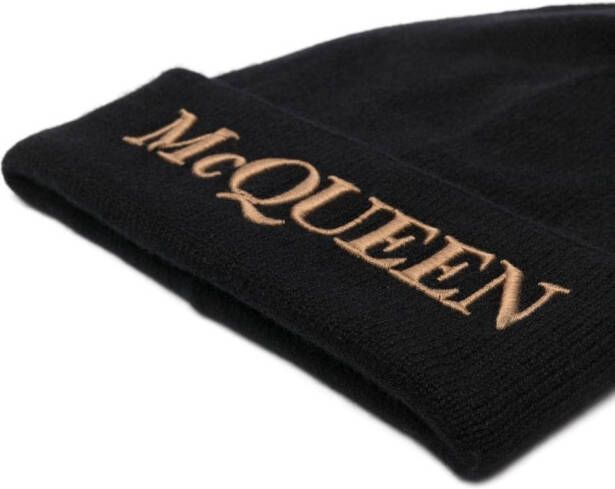 Alexander McQueen Muts met geborduurd logo Zwart