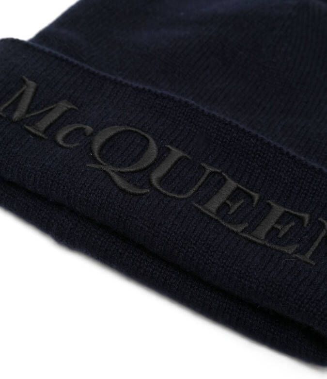 Alexander McQueen Muts met logoprint Blauw
