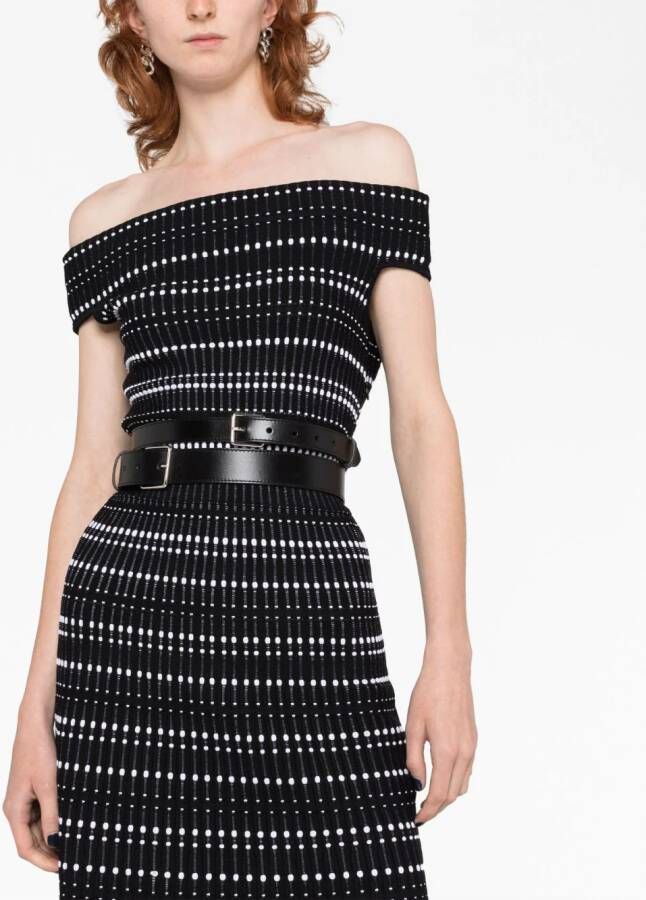 Alexander McQueen Off-shoulder mini-jurk Zwart