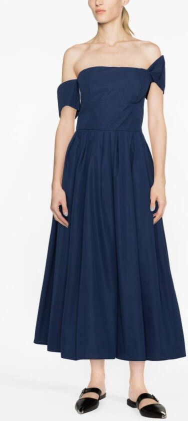 Alexander McQueen Off-shoulder midi-jurk Blauw