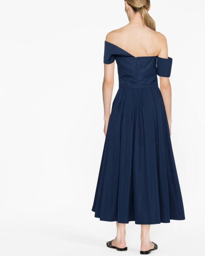 Alexander McQueen Off-shoulder midi-jurk Blauw