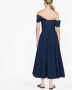 Alexander McQueen Off-shoulder midi-jurk Blauw - Thumbnail 4