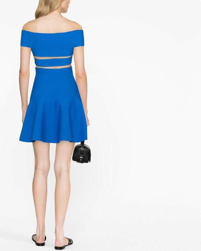 Alexander McQueen Off-shoulder mini-jurk Blauw