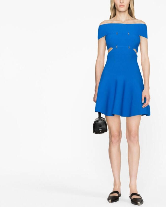 Alexander McQueen Off-shoulder mini-jurk Blauw