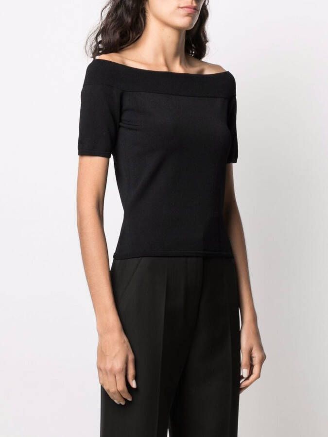 Alexander McQueen Off-shoulder gebreide top Zwart