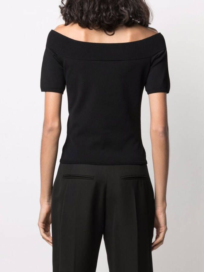 Alexander McQueen Off-shoulder gebreide top Zwart