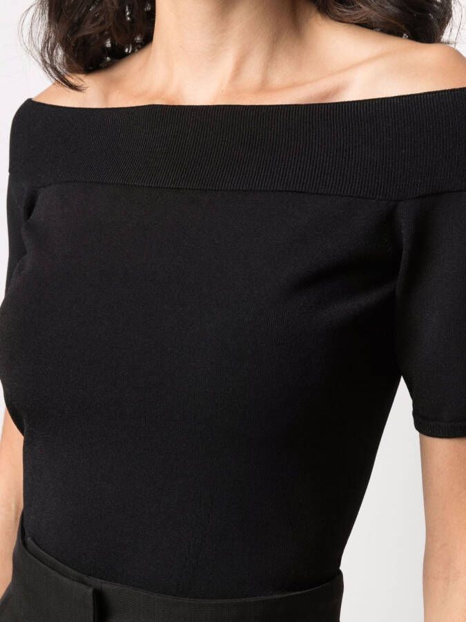 Alexander McQueen Off-shoulder gebreide top Zwart